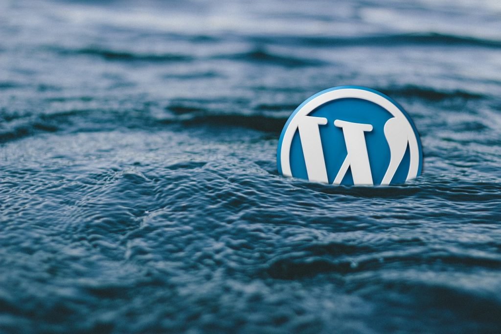 wordpress logo floating on the sea